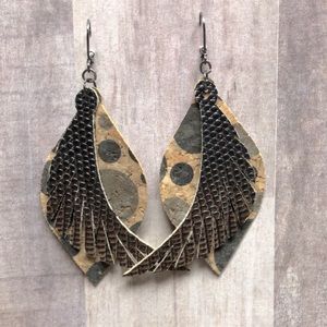 Custom leather and cork earrings